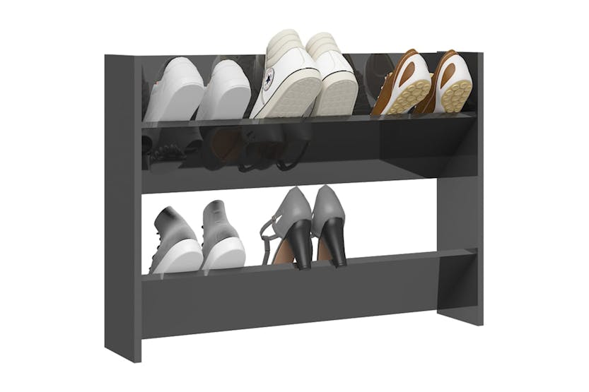 vidaXL 806757 Wall Shoe Cabinet High Gloss Grey 80x18x60cm Engineered Wood vidaXL 806757 Wall Shoe Cabinet High Gloss Grey 80x18x60cm Engineered Wood
