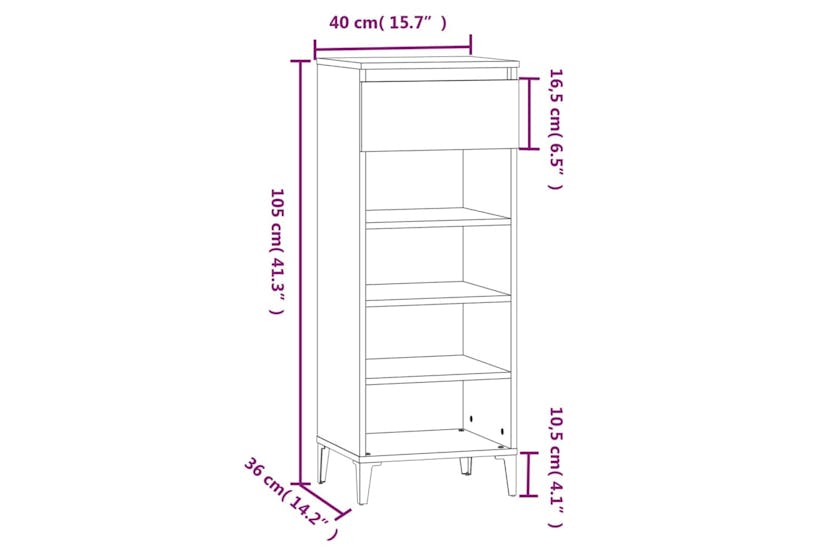 vidaXL 819782 Shoe Rack High Gloss White 40x36x105cm Engineered Wood vidaXL 819782 Shoe Rack High Gloss White 40x36x105cm Engineered Wood