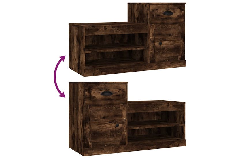 vidaXL 816421 Shoe Cabinet Smoked Oak 100x42x60cm Engineered Wood vidaXL 816421 Shoe Cabinet Smoked Oak 100x42x60cm Engineered Wood