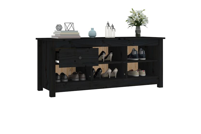 vidaXL 814598 Shoe Cabinet Black 110x38x45.5cm Solid Wood Pine vidaXL 814598 Shoe Cabinet Black 110x38x45.5cm Solid Wood Pine