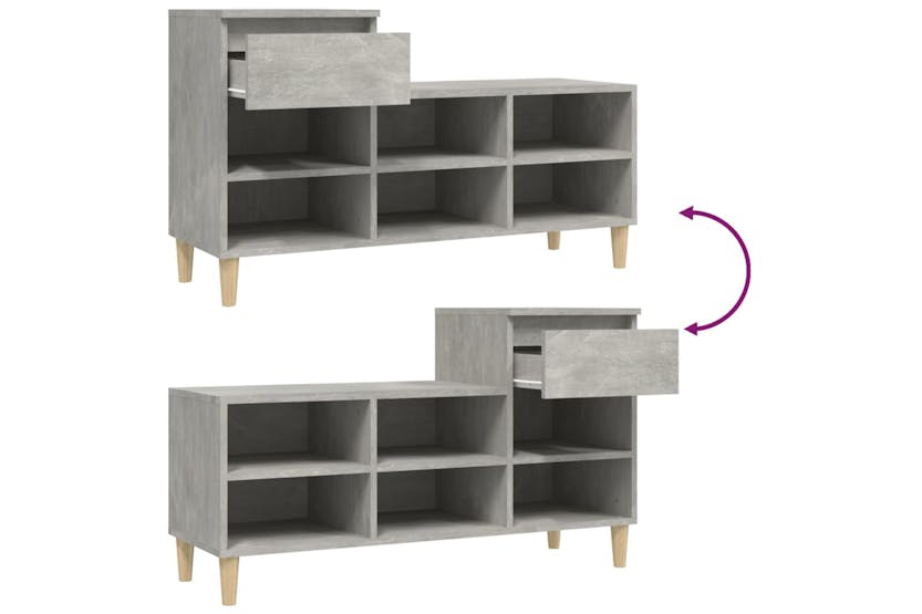 vidaXL 821208 Shoe Cabinet Concrete Grey 102x36x60cm Engineered Wood vidaXL 821208 Shoe Cabinet Concrete Grey 102x36x60cm Engineered Wood