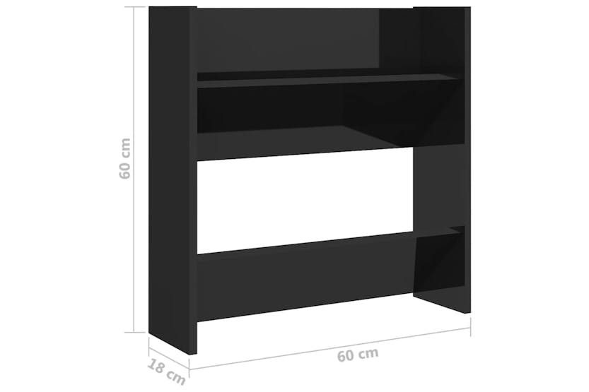 vidaXL 806736 Wall Shoe Cabinets 2 Pcs High Gloss Black 60x18x60cm Engineered Wood vidaXL 806736 Wall Shoe Cabinets 2 Pcs High Gloss Black 60x18x60cm Engineered Wood