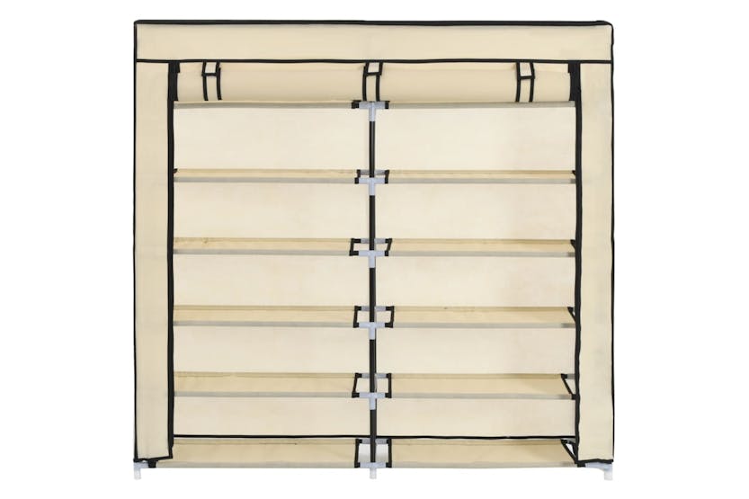 vidaXL 282433 Shoe Cabinet With Cover Cream 115x28x110cm Fabric vidaXL 282433 Shoe Cabinet With Cover Cream 115x28x110cm Fabric