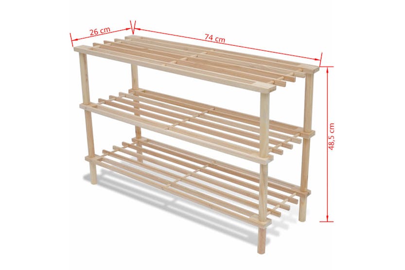 vidaXL 241065 3-tier Shoe Racks 2 Pcs Solid Fir Wood vidaXL 241065 3-tier Shoe Racks 2 Pcs Solid Fir Wood