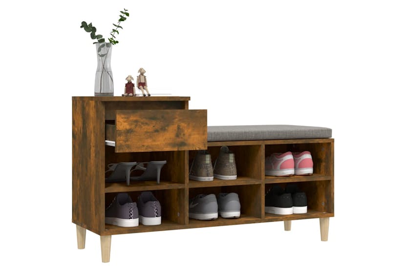 vidaXL 821209 Shoe Cabinet Smoked Oak 102x36x60cm Engineered Wood vidaXL 821209 Shoe Cabinet Smoked Oak 102x36x60cm Engineered Wood