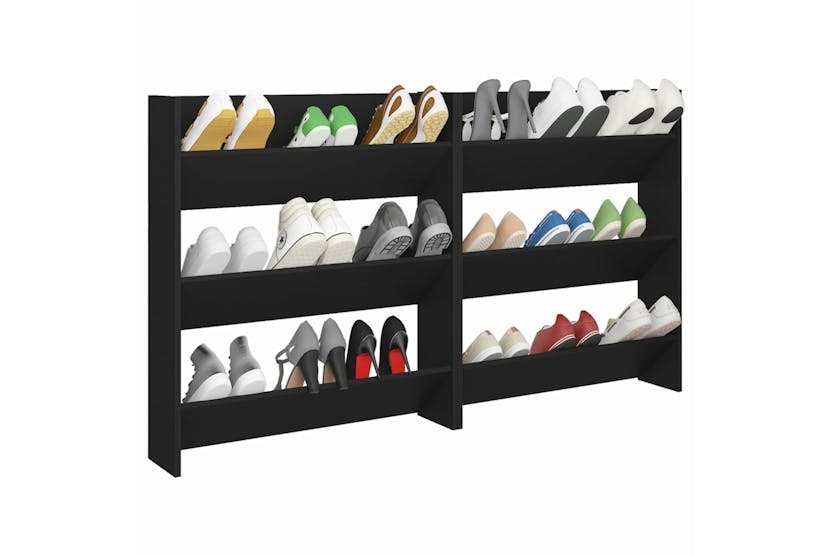 vidaXL 806780 Wall Shoe Cabinets 2 Pcs Black 80x18x90cm Engineered Wood vidaXL 806780 Wall Shoe Cabinets 2 Pcs Black 80x18x90cm Engineered Wood