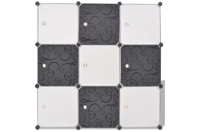 vidaXL 244924 Storage Cube Organiser With 9 Compartments Black And White vidaXL 244924 Storage Cube Organiser With 9 Compartments Black And White