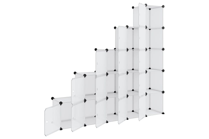 vidaXL 340553 Storage Cube Organiser With 15 Cubes And Doors Transparent Pp vidaXL 340553 Storage Cube Organiser With 15 Cubes And Doors Transparent Pp