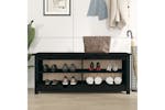vidaXL 813778 Shoe Bench Black 110x38x45.5cm Solid Wood Pine vidaXL 813778 Shoe Bench Black 110x38x45.5cm Solid Wood Pine