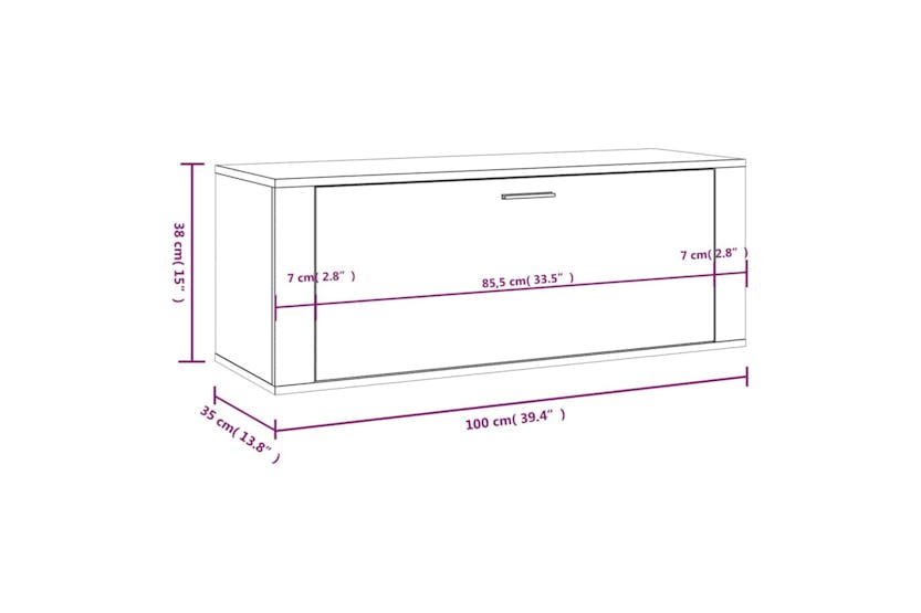 vidaXL 821024 Wall Shoe Cabinet Concrete Grey 100x35x38cm Engineered Wood vidaXL 821024 Wall Shoe Cabinet Concrete Grey 100x35x38cm Engineered Wood
