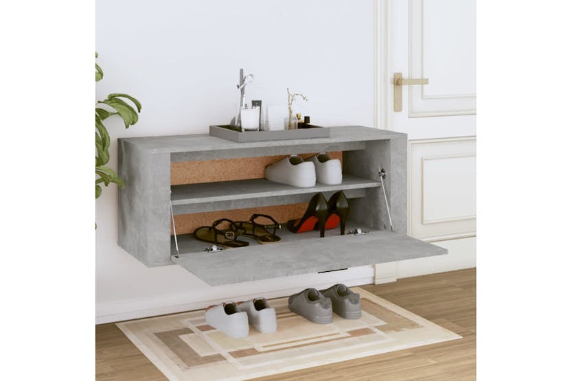 vidaXL 821024 Wall Shoe Cabinet Concrete Grey 100x35x38cm Engineered Wood vidaXL 821024 Wall Shoe Cabinet Concrete Grey 100x35x38cm Engineered Wood