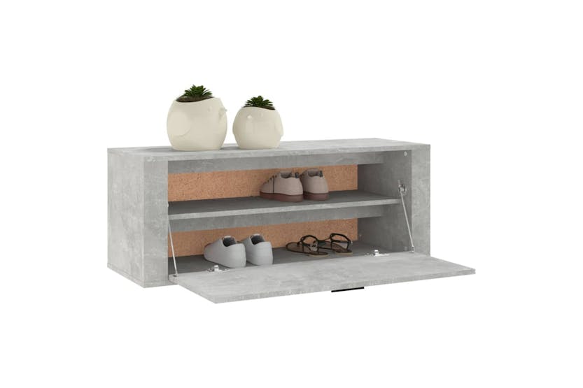 vidaXL 821024 Wall Shoe Cabinet Concrete Grey 100x35x38cm Engineered Wood vidaXL 821024 Wall Shoe Cabinet Concrete Grey 100x35x38cm Engineered Wood