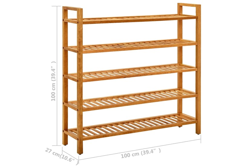 vidaXL 331751 Shoe Rack With 5 Shelves 100x27x100cm Solid Oak Wood vidaXL 331751 Shoe Rack With 5 Shelves 100x27x100cm Solid Oak Wood