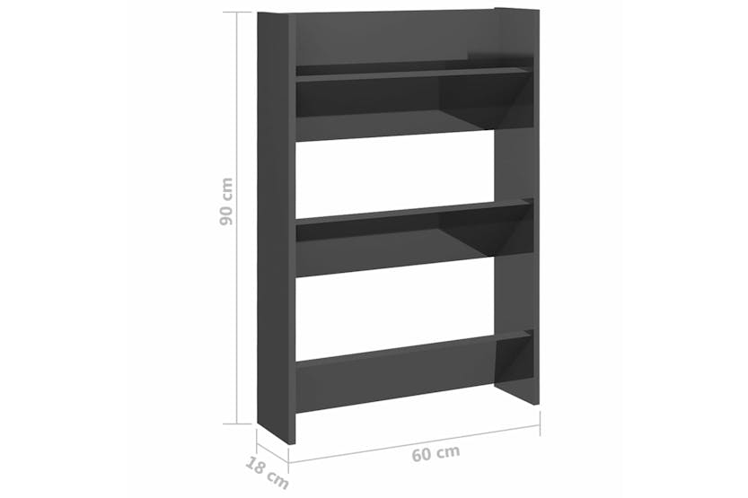 vidaXL 806775 Wall Shoe Cabinet High Gloss Grey 60x18x90cm Engineered Wood vidaXL 806775 Wall Shoe Cabinet High Gloss Grey 60x18x90cm Engineered Wood