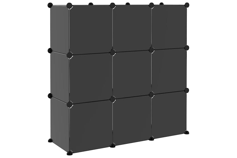 vidaXL 340558 Storage Cube Organiser With 9 Cubes And Doors Black Pp vidaXL 340558 Storage Cube Organiser With 9 Cubes And Doors Black Pp