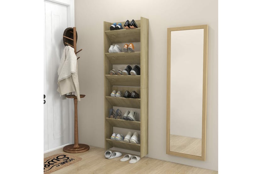vidaXL 806766 Wall Shoe Cabinets 2 Pcs Sonoma Oak 60x18x90cm Engineered Wood vidaXL 806766 Wall Shoe Cabinets 2 Pcs Sonoma Oak 60x18x90cm Engineered Wood