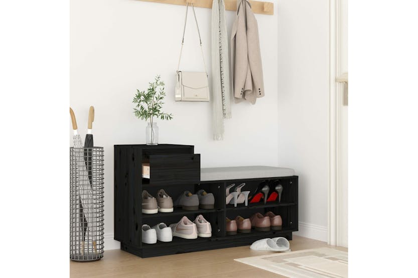 vidaXL 814453 Shoe Cabinet Black 110x34x61cm Solid Wood Pine vidaXL 814453 Shoe Cabinet Black 110x34x61cm Solid Wood Pine