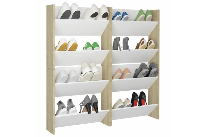 vidaXL 806731 Wall Shoe Cabinets 4 Pcs White&sonoma Oak 60x18x60cm Engineered Wood vidaXL 806731 Wall Shoe Cabinets 4 Pcs White&sonoma Oak 60x18x60cm Engineered Wood