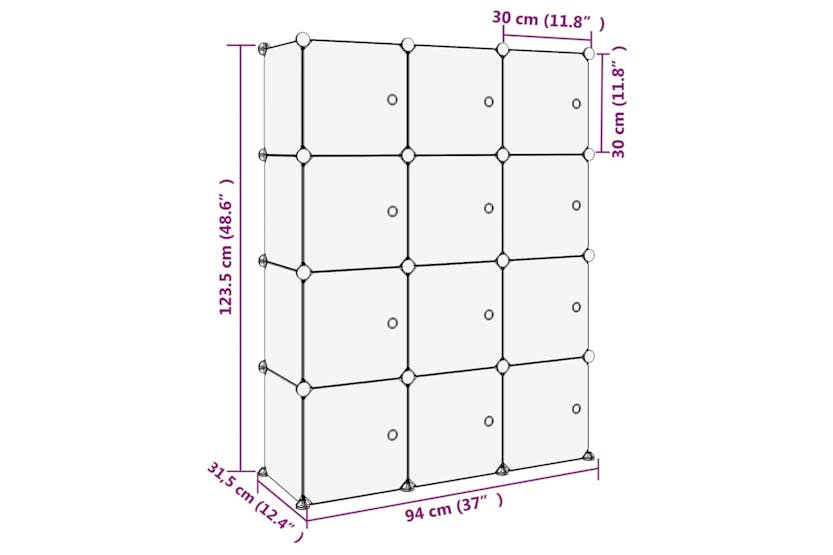 vidaXL 340555 Storage Cube Organiser With 12 Cubes And Doors Transparent Pp vidaXL 340555 Storage Cube Organiser With 12 Cubes And Doors Transparent Pp