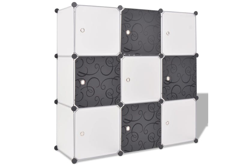 vidaXL 244924 Storage Cube Organiser With 9 Compartments Black And White vidaXL 244924 Storage Cube Organiser With 9 Compartments Black And White