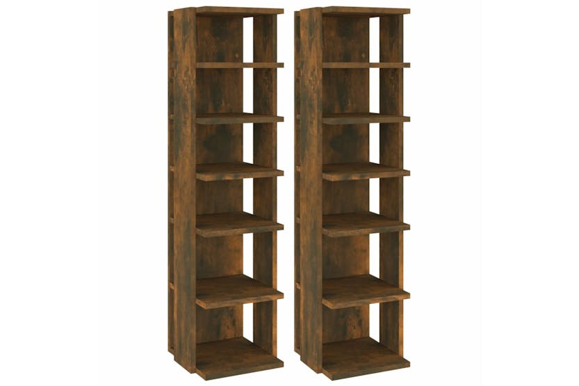 vidaXL 815973 Shoe Racks 2 Pcs Smoked Oak 27.5x27x102cm Engineered Wood vidaXL 815973 Shoe Racks 2 Pcs Smoked Oak 27.5x27x102cm Engineered Wood