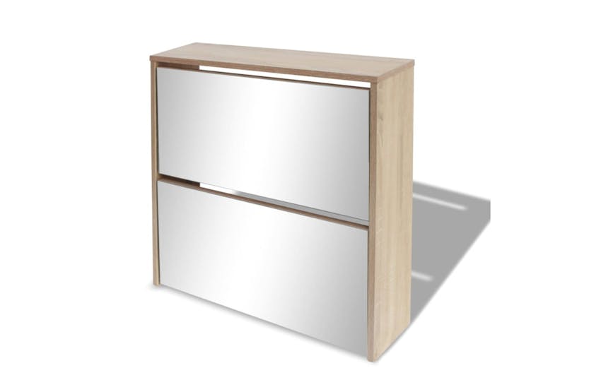 vidaXL 243045 Shoe Cabinet 2-layer Mirror Oak 63x17x67cm vidaXL 243045 Shoe Cabinet 2-layer Mirror Oak 63x17x67cm