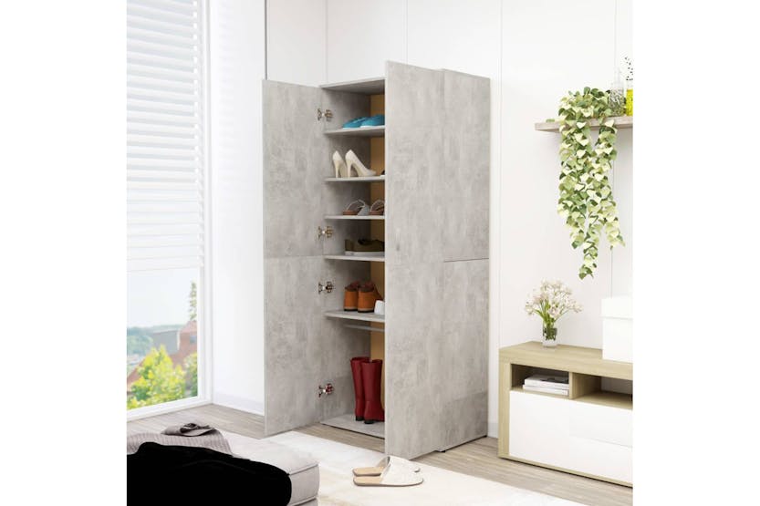 vidaXL 802862 Shoe Cabinet Concrete Grey 80x39x178cm Engineered Wood vidaXL 802862 Shoe Cabinet Concrete Grey 80x39x178cm Engineered Wood