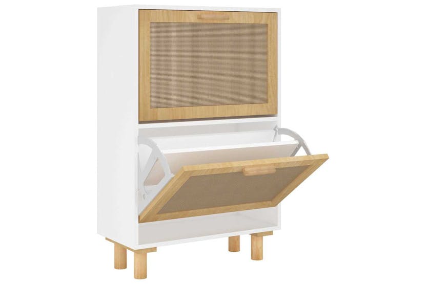 Vidaxl 345645 Shoe Cabinet White 52x25x80 Cm Engineered Wood&natural Rattan Vidaxl 345645 Shoe Cabinet White 52x25x80 Cm Engineered Wood&natural Rattan