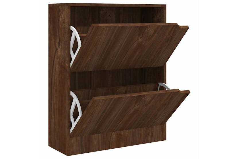 vidaXL 338123 Shoe Cabinet With 2 Doors Brown Oak 59x24x74cm Engineered Wood vidaXL 338123 Shoe Cabinet With 2 Doors Brown Oak 59x24x74cm Engineered Wood