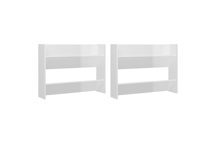 vidaXL 806754 Wall Shoe Cabinets 2 Pcs High Gloss White 80x18x60cm Engineered Wood vidaXL 806754 Wall Shoe Cabinets 2 Pcs High Gloss White 80x18x60cm Engineered Wood