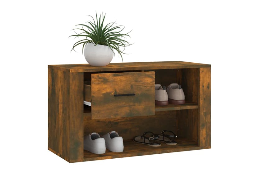 vidaXL 816757 Shoe Cabinet Smoked Oak 80x35x45cm Engineered Wood vidaXL 816757 Shoe Cabinet Smoked Oak 80x35x45cm Engineered Wood