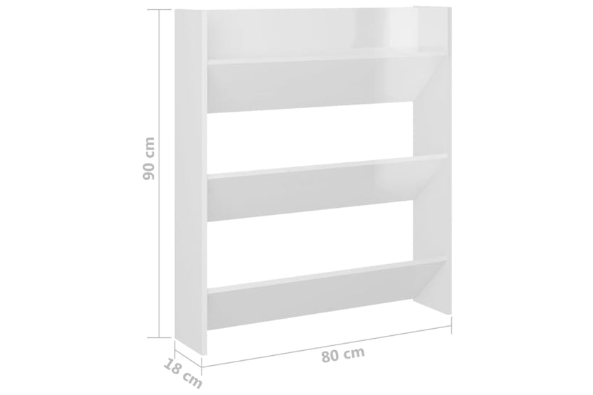 vidaXL 806789 Wall Shoe Cabinet High Gloss White 80x18x90cm Engineered Wood vidaXL 806789 Wall Shoe Cabinet High Gloss White 80x18x90cm Engineered Wood