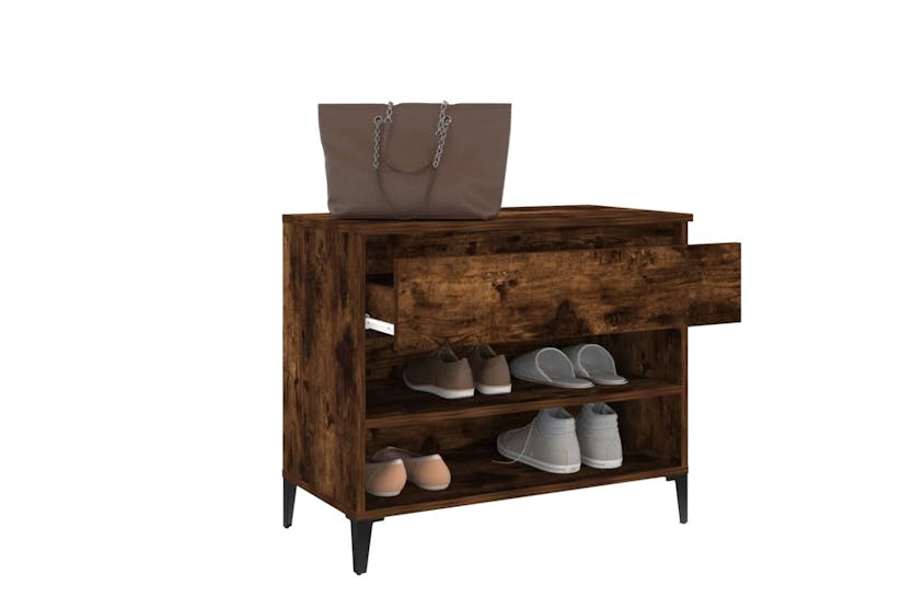vidaXL 819769 Shoe Cabinet Smoked Oak 70x36x60cm Engineered Wood vidaXL 819769 Shoe Cabinet Smoked Oak 70x36x60cm Engineered Wood