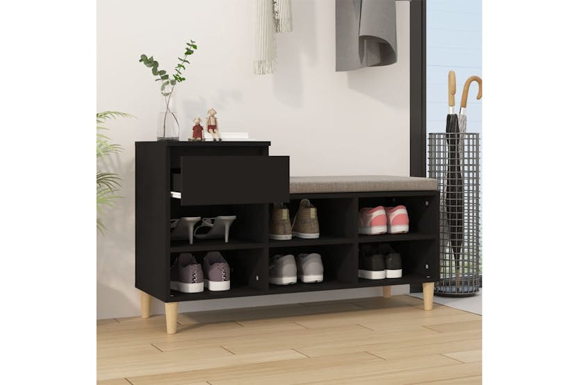 vidaXL 821205 Shoe Cabinet Black 102x36x60cm Engineered Wood vidaXL 821205 Shoe Cabinet Black 102x36x60cm Engineered Wood