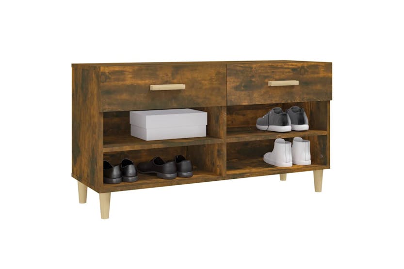 vidaXL 817567 Shoe Cabinet Smoked Oak 102x35x55cm Engineered Wood vidaXL 817567 Shoe Cabinet Smoked Oak 102x35x55cm Engineered Wood