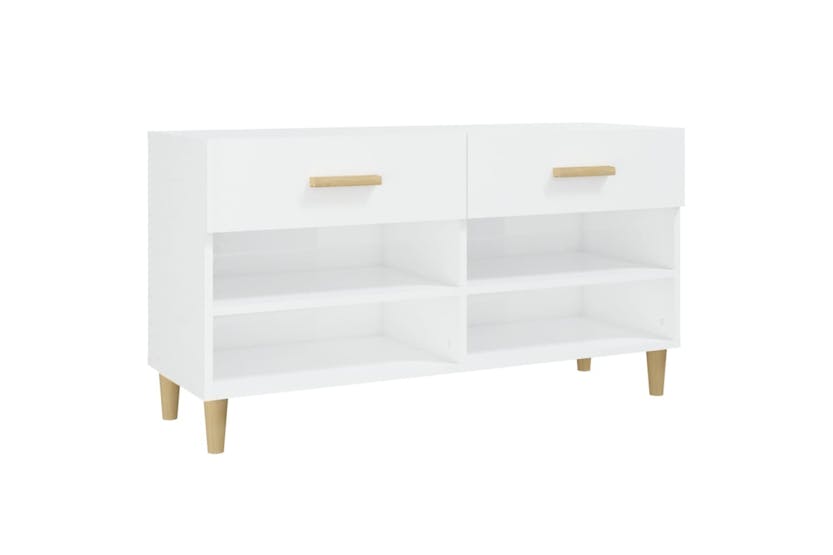 vidaXL 812822 Shoe Cabinet High Gloss White 102x35x55cm Engineered Wood vidaXL 812822 Shoe Cabinet High Gloss White 102x35x55cm Engineered Wood