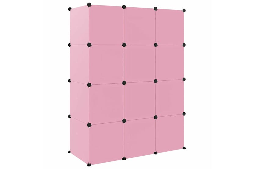 vidaXL 340581 Cube Storage Cabinet For Kids With 12 Cubes Pink Pp vidaXL 340581 Cube Storage Cabinet For Kids With 12 Cubes Pink Pp