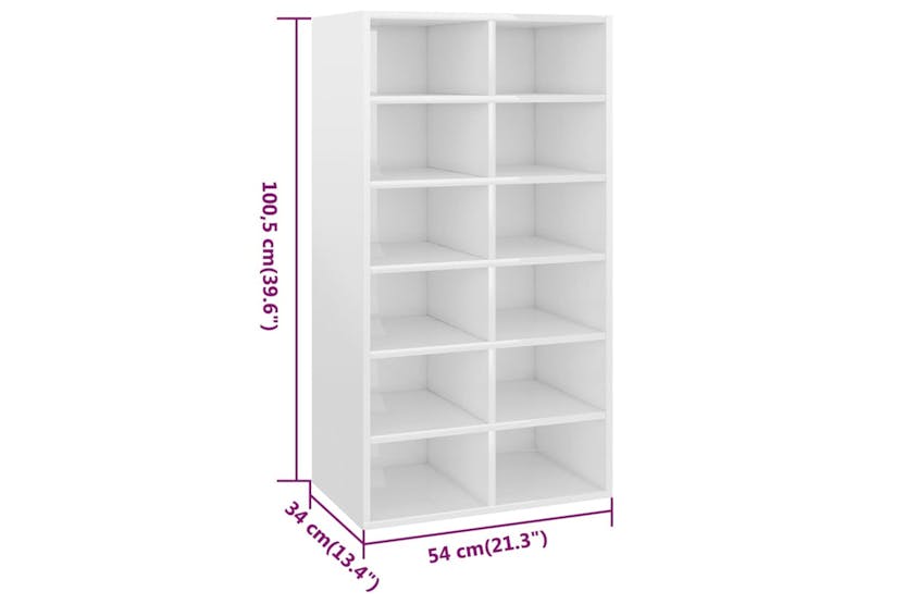 vidaXL 800402 Shoe Rack High Gloss White 54x34x100.5cm Engineered Wood vidaXL 800402 Shoe Rack High Gloss White 54x34x100.5cm Engineered Wood