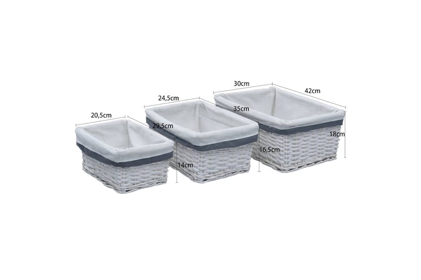 vidaXL 286976 3 Piece Nesting Basket Set White Willow vidaXL 286976 3 Piece Nesting Basket Set White Willow