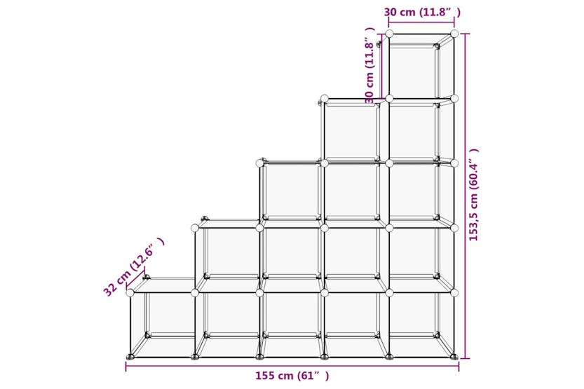 vidaXL 340549 Storage Cube Organiser With 15 Cubes Transparent Pp vidaXL 340549 Storage Cube Organiser With 15 Cubes Transparent Pp