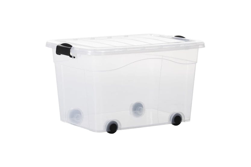 vidaXL 151911 Storage Boxes With Wheels & Lids 2 Pcs Transparent 60 L vidaXL 151911 Storage Boxes With Wheels & Lids 2 Pcs Transparent 60 L