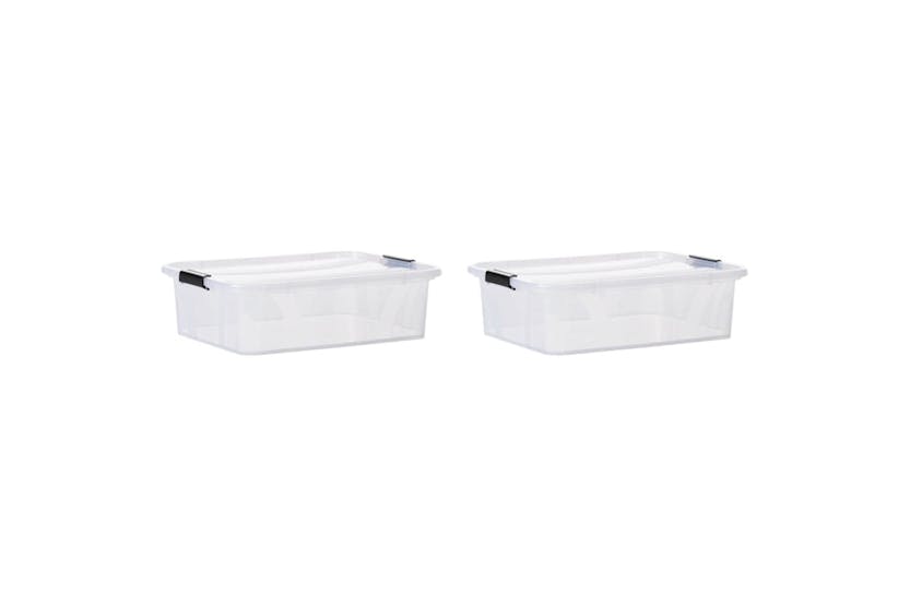 vidaXL 151901 Storage Boxes With Lids 2 Pcs Transparent 21 L vidaXL 151901 Storage Boxes With Lids 2 Pcs Transparent 21 L