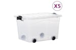 vidaXL 151910 Storage Boxes With Wheels & Lids 5 Pcs Transparent 40 L vidaXL 151910 Storage Boxes With Wheels & Lids 5 Pcs Transparent 40 L