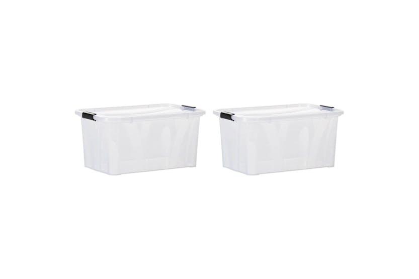 vidaXL 151899 Storage Boxes With Lids 2 Pcs Transparent 14 L vidaXL 151899 Storage Boxes With Lids 2 Pcs Transparent 14 L