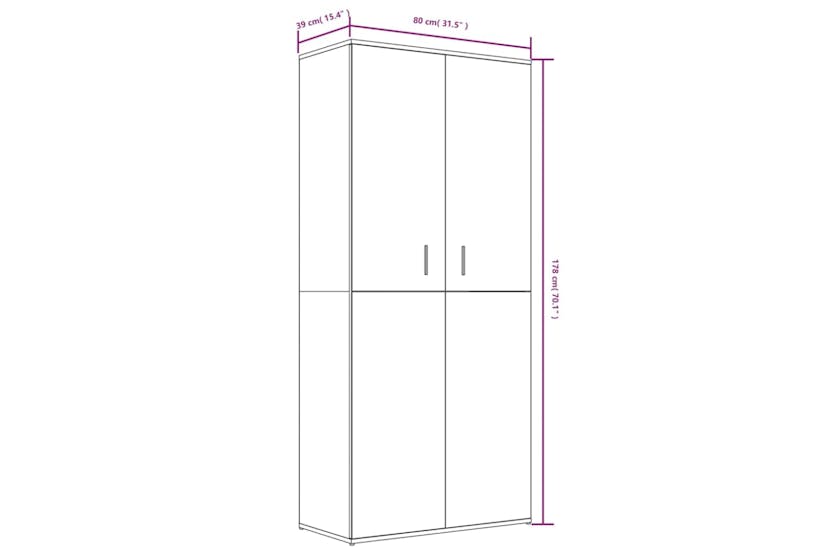vidaXL 815531 Shoe Cabinet Smoked Oak 80x39x178cm Engineered Wood vidaXL 815531 Shoe Cabinet Smoked Oak 80x39x178cm Engineered Wood