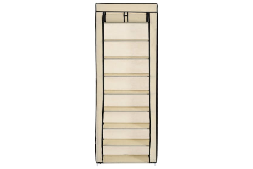 vidaXL 282431 Shoe Cabinet With Cover Cream 57x29x162cm Fabric vidaXL 282431 Shoe Cabinet With Cover Cream 57x29x162cm Fabric