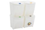 vidaXL 152201 Stackable Garbage Bin Boxes 4 Pcs White 100 L Polypropylene vidaXL 152201 Stackable Garbage Bin Boxes 4 Pcs White 100 L Polypropylene