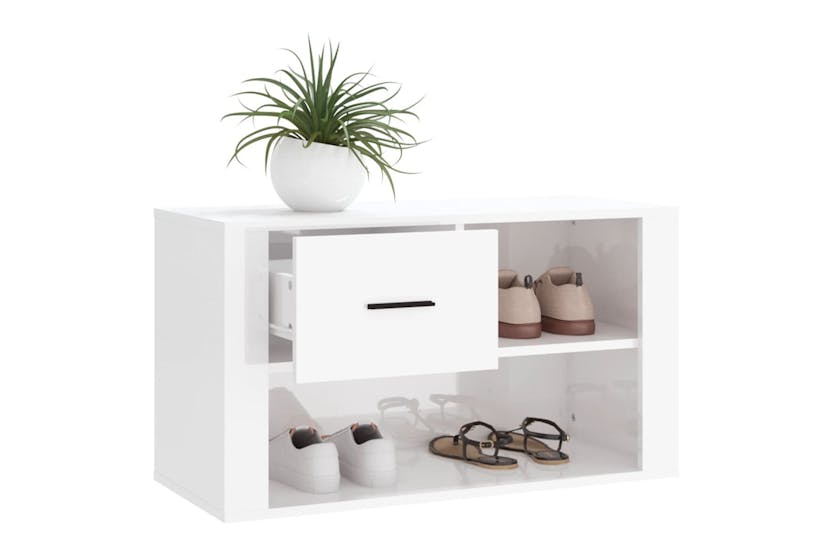 vidaXL 816754 Shoe Cabinet High Gloss White 80x35x45cm Engineered Wood vidaXL 816754 Shoe Cabinet High Gloss White 80x35x45cm Engineered Wood