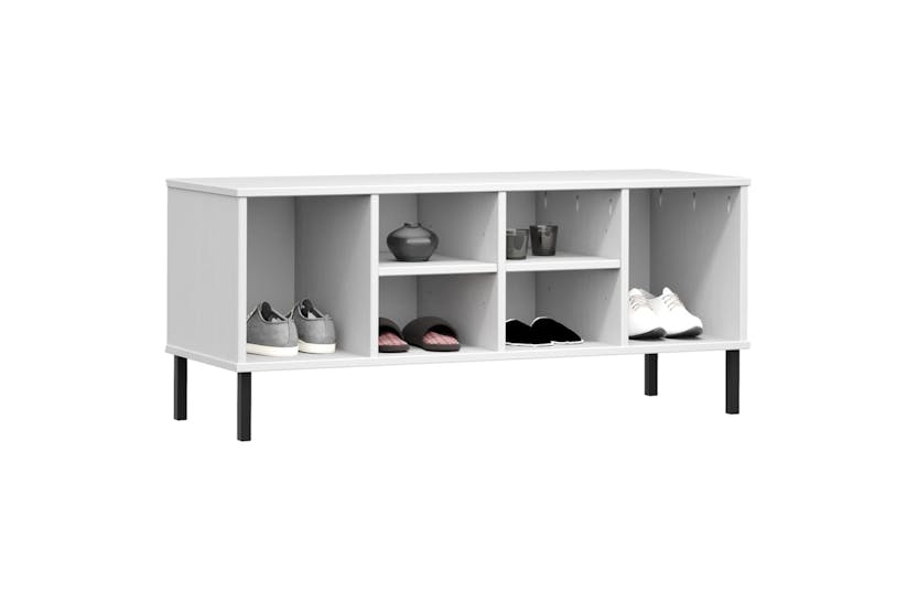 vidaXL 350996 Shoe Rack With Metal Legs White 106x35x45cm Solid Wood Oslo vidaXL 350996 Shoe Rack With Metal Legs White 106x35x45cm Solid Wood Oslo