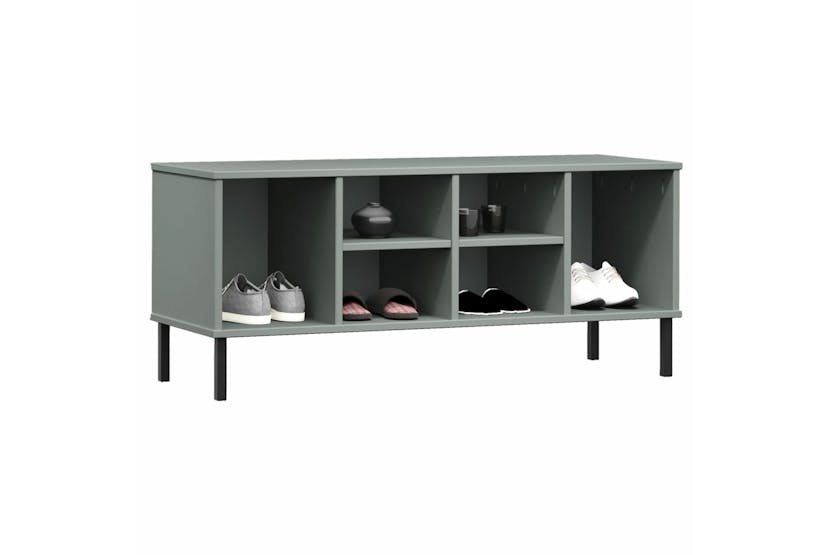 vidaXL 350995 Shoe Rack With Metal Legs Grey 106x35x45cm Solid Wood Oslo vidaXL 350995 Shoe Rack With Metal Legs Grey 106x35x45cm Solid Wood Oslo